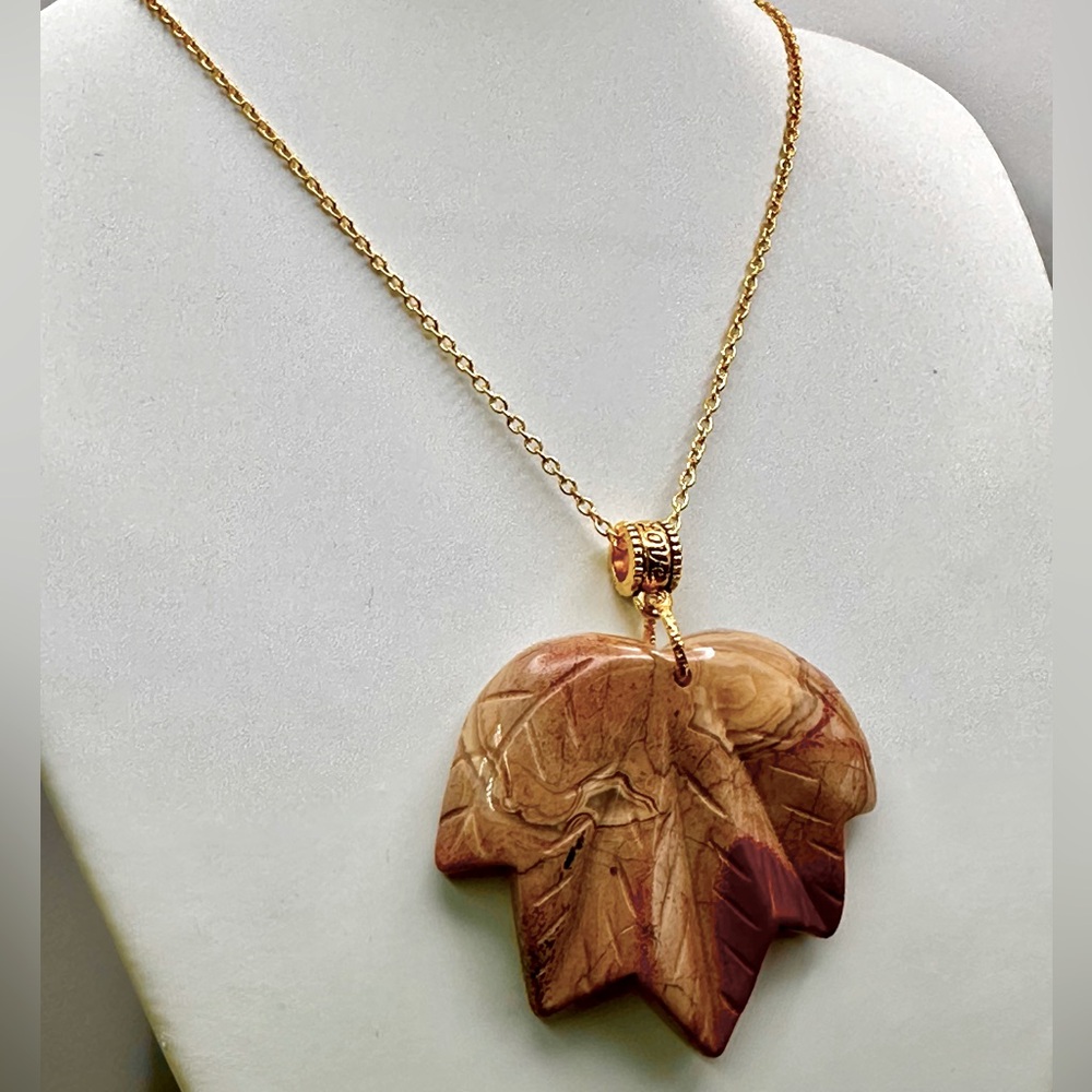 JASPER LEAF NATURAL NECKLACE 18”